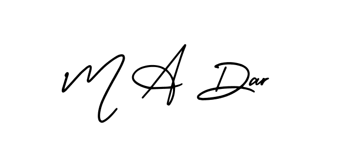 How to make M A Dar name signature. Use AmerikaSignatureDemo-Regular style for creating short signs online. This is the latest handwritten sign. M A Dar signature style 3 images and pictures png