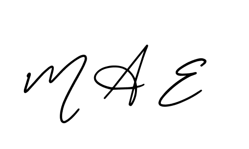 Design your own signature with our free online signature maker. With this signature software, you can create a handwritten (AmerikaSignatureDemo-Regular) signature for name M A E. M A E signature style 3 images and pictures png