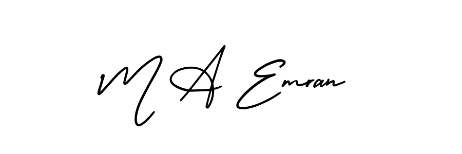 Also You can easily find your signature by using the search form. We will create M A Emran name handwritten signature images for you free of cost using AmerikaSignatureDemo-Regular sign style. M A Emran signature style 3 images and pictures png