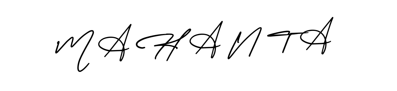 The best way (AmerikaSignatureDemo-Regular) to make a short signature is to pick only two or three words in your name. The name M A H A N T A include a total of six letters. For converting this name. M A H A N T A signature style 3 images and pictures png