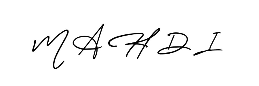 How to make M A H D I name signature. Use AmerikaSignatureDemo-Regular style for creating short signs online. This is the latest handwritten sign. M A H D I signature style 3 images and pictures png