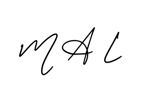 How to make M A L name signature. Use AmerikaSignatureDemo-Regular style for creating short signs online. This is the latest handwritten sign. M A L signature style 3 images and pictures png