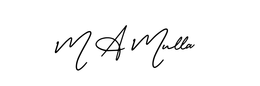 Use a signature maker to create a handwritten signature online. With this signature software, you can design (AmerikaSignatureDemo-Regular) your own signature for name M A Mulla. M A Mulla signature style 3 images and pictures png