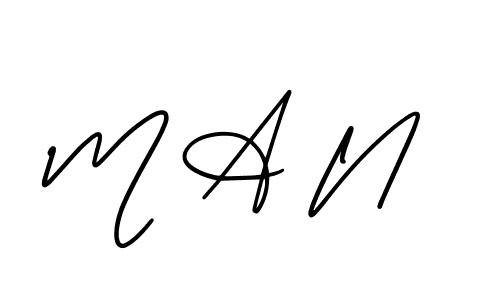 M A N stylish signature style. Best Handwritten Sign (AmerikaSignatureDemo-Regular) for my name. Handwritten Signature Collection Ideas for my name M A N. M A N signature style 3 images and pictures png