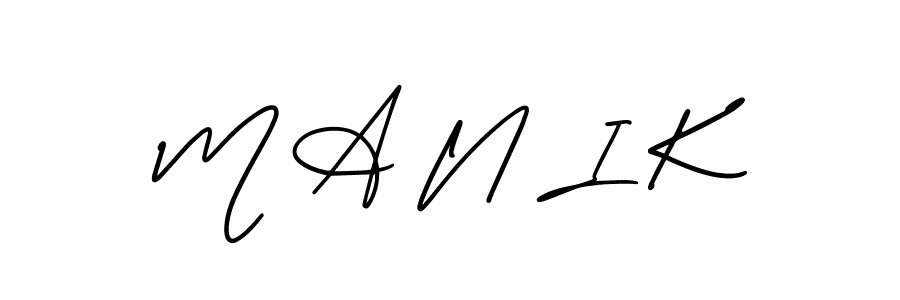Create a beautiful signature design for name M A N I K. With this signature (AmerikaSignatureDemo-Regular) fonts, you can make a handwritten signature for free. M A N I K signature style 3 images and pictures png