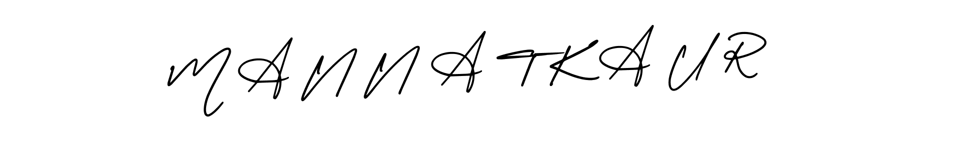 The best way (AmerikaSignatureDemo-Regular) to make a short signature is to pick only two or three words in your name. The name M A N N A T K A U R include a total of six letters. For converting this name. M A N N A T K A U R signature style 3 images and pictures png