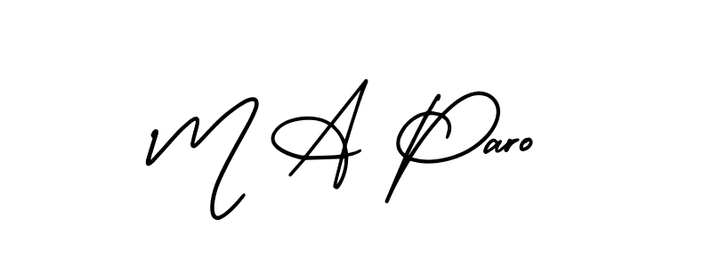 AmerikaSignatureDemo-Regular is a professional signature style that is perfect for those who want to add a touch of class to their signature. It is also a great choice for those who want to make their signature more unique. Get M A Paro name to fancy signature for free. M A Paro signature style 3 images and pictures png