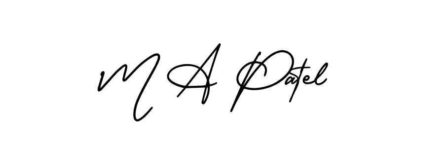 The best way (AmerikaSignatureDemo-Regular) to make a short signature is to pick only two or three words in your name. The name M A Patel include a total of six letters. For converting this name. M A Patel signature style 3 images and pictures png