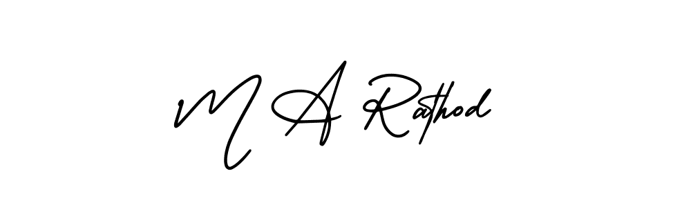 AmerikaSignatureDemo-Regular is a professional signature style that is perfect for those who want to add a touch of class to their signature. It is also a great choice for those who want to make their signature more unique. Get M A Rathod name to fancy signature for free. M A Rathod signature style 3 images and pictures png