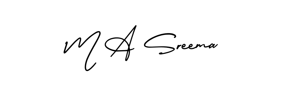 Use a signature maker to create a handwritten signature online. With this signature software, you can design (AmerikaSignatureDemo-Regular) your own signature for name M A Sreema. M A Sreema signature style 3 images and pictures png