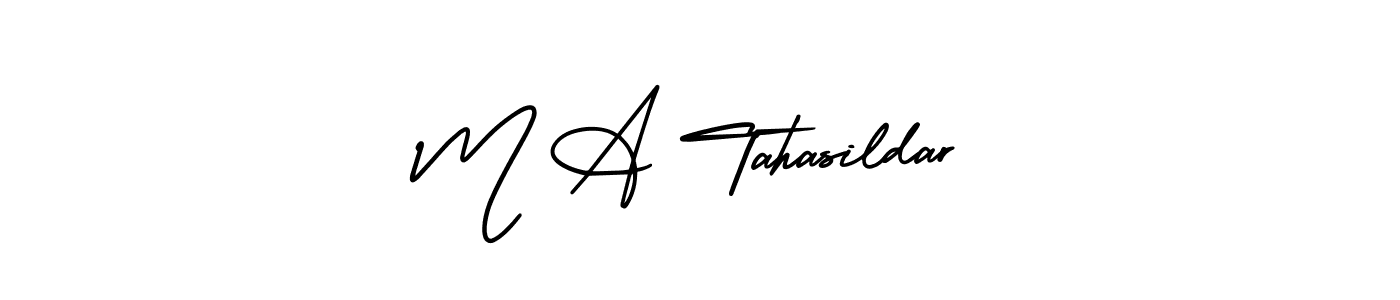 Similarly AmerikaSignatureDemo-Regular is the best handwritten signature design. Signature creator online .You can use it as an online autograph creator for name M A Tahasildar. M A Tahasildar signature style 3 images and pictures png