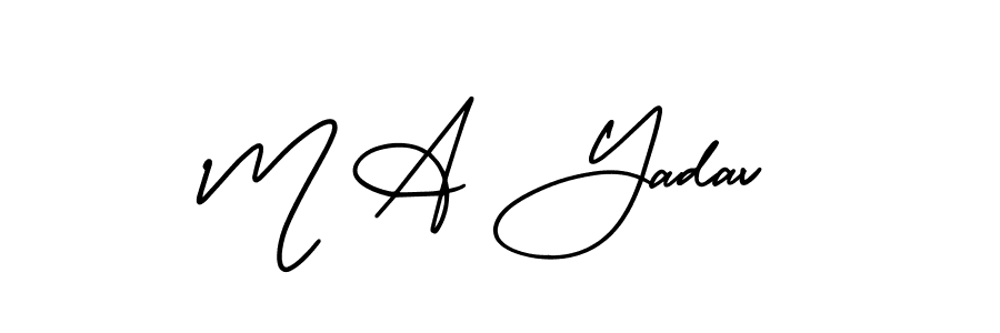 if you are searching for the best signature style for your name M A Yadav. so please give up your signature search. here we have designed multiple signature styles  using AmerikaSignatureDemo-Regular. M A Yadav signature style 3 images and pictures png