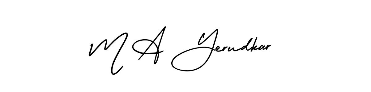 The best way (AmerikaSignatureDemo-Regular) to make a short signature is to pick only two or three words in your name. The name M A Yerudkar include a total of six letters. For converting this name. M A Yerudkar signature style 3 images and pictures png