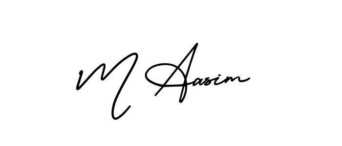 The best way (AmerikaSignatureDemo-Regular) to make a short signature is to pick only two or three words in your name. The name M Aasim include a total of six letters. For converting this name. M Aasim signature style 3 images and pictures png