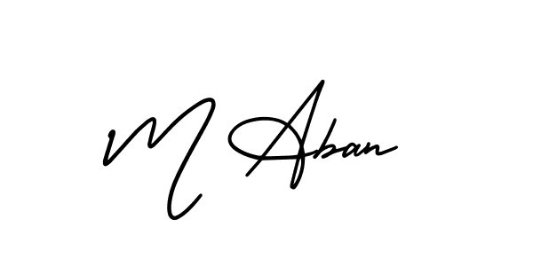 Design your own signature with our free online signature maker. With this signature software, you can create a handwritten (AmerikaSignatureDemo-Regular) signature for name M Aban. M Aban signature style 3 images and pictures png