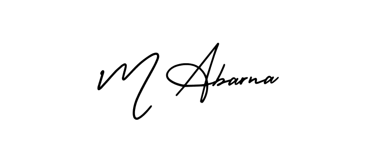 Design your own signature with our free online signature maker. With this signature software, you can create a handwritten (AmerikaSignatureDemo-Regular) signature for name M Abarna. M Abarna signature style 3 images and pictures png