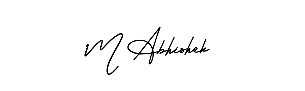 You should practise on your own different ways (AmerikaSignatureDemo-Regular) to write your name (M Abhishek) in signature. don't let someone else do it for you. M Abhishek signature style 3 images and pictures png