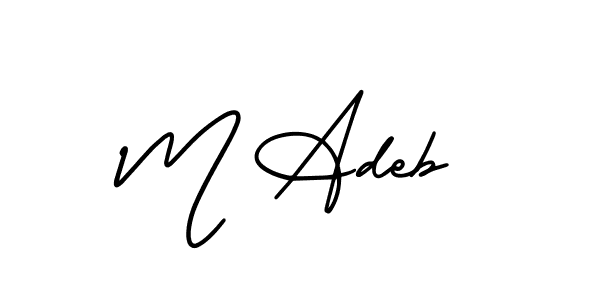 if you are searching for the best signature style for your name M Adeb. so please give up your signature search. here we have designed multiple signature styles  using AmerikaSignatureDemo-Regular. M Adeb signature style 3 images and pictures png