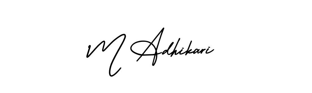 Use a signature maker to create a handwritten signature online. With this signature software, you can design (AmerikaSignatureDemo-Regular) your own signature for name M Adhikari. M Adhikari signature style 3 images and pictures png