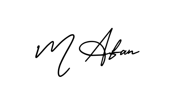 How to make M Afan name signature. Use AmerikaSignatureDemo-Regular style for creating short signs online. This is the latest handwritten sign. M Afan signature style 3 images and pictures png