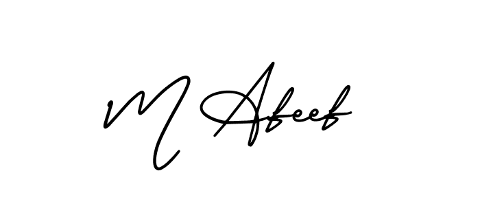 You should practise on your own different ways (AmerikaSignatureDemo-Regular) to write your name (M Afeef) in signature. don't let someone else do it for you. M Afeef signature style 3 images and pictures png