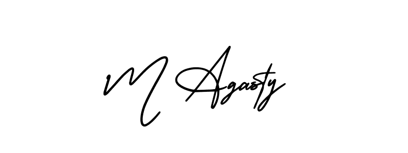 Similarly AmerikaSignatureDemo-Regular is the best handwritten signature design. Signature creator online .You can use it as an online autograph creator for name M Agasty. M Agasty signature style 3 images and pictures png