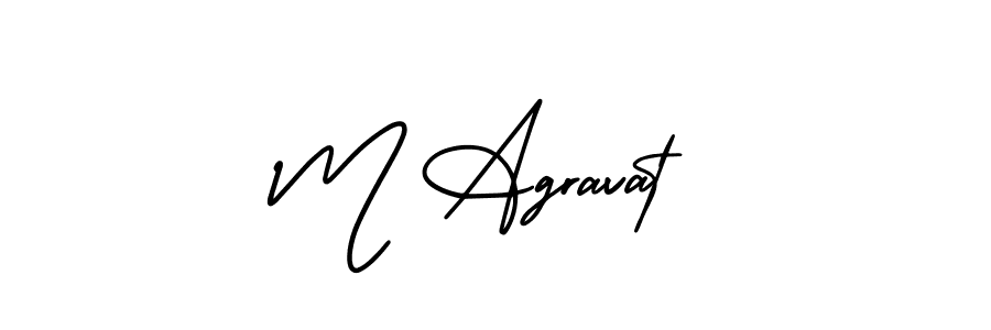 You should practise on your own different ways (AmerikaSignatureDemo-Regular) to write your name (M Agravat) in signature. don't let someone else do it for you. M Agravat signature style 3 images and pictures png