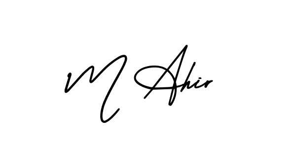 Create a beautiful signature design for name M Ahir. With this signature (AmerikaSignatureDemo-Regular) fonts, you can make a handwritten signature for free. M Ahir signature style 3 images and pictures png