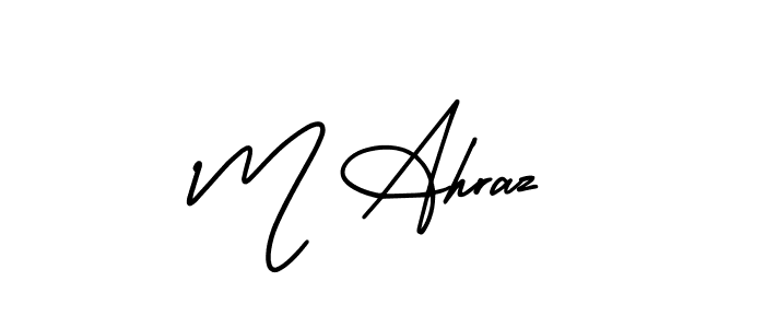 Design your own signature with our free online signature maker. With this signature software, you can create a handwritten (AmerikaSignatureDemo-Regular) signature for name M Ahraz. M Ahraz signature style 3 images and pictures png