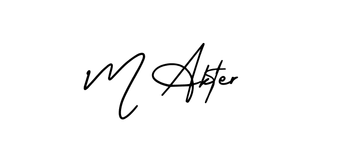 Use a signature maker to create a handwritten signature online. With this signature software, you can design (AmerikaSignatureDemo-Regular) your own signature for name M Akter. M Akter signature style 3 images and pictures png