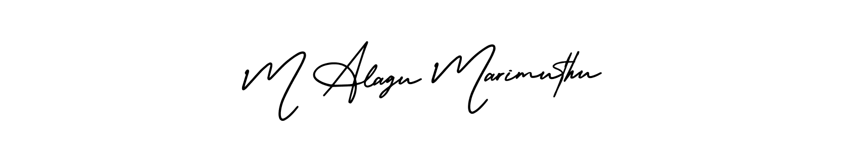 This is the best signature style for the M Alagu Marimuthu name. Also you like these signature font (AmerikaSignatureDemo-Regular). Mix name signature. M Alagu Marimuthu signature style 3 images and pictures png