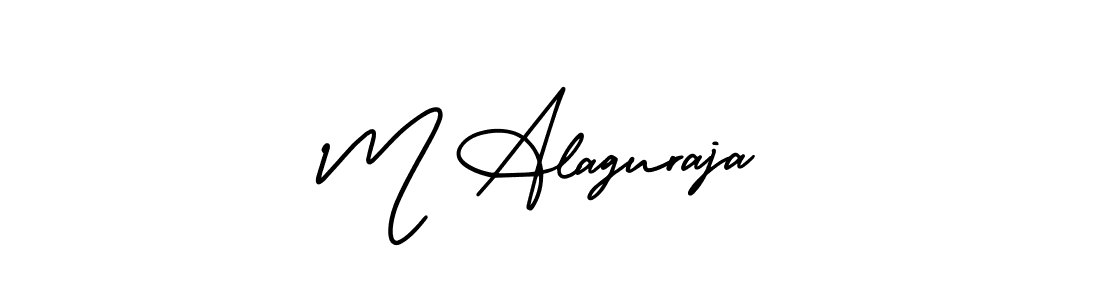 This is the best signature style for the M Alaguraja name. Also you like these signature font (AmerikaSignatureDemo-Regular). Mix name signature. M Alaguraja signature style 3 images and pictures png