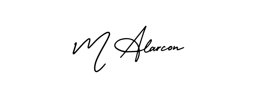 This is the best signature style for the M Alarcon name. Also you like these signature font (AmerikaSignatureDemo-Regular). Mix name signature. M Alarcon signature style 3 images and pictures png