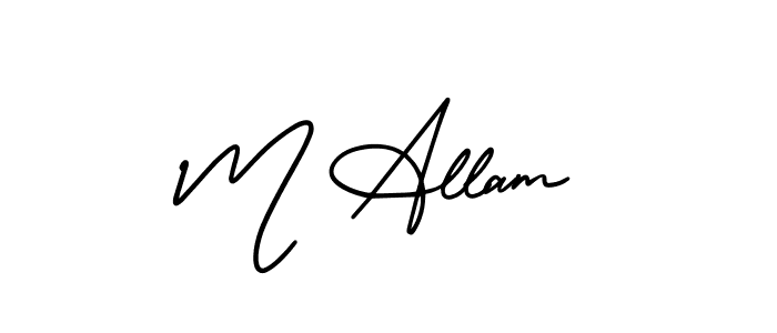 Design your own signature with our free online signature maker. With this signature software, you can create a handwritten (AmerikaSignatureDemo-Regular) signature for name M Allam. M Allam signature style 3 images and pictures png