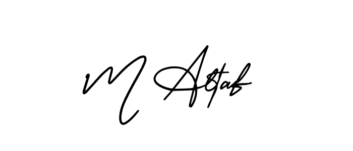 You should practise on your own different ways (AmerikaSignatureDemo-Regular) to write your name (M Altaf) in signature. don't let someone else do it for you. M Altaf signature style 3 images and pictures png