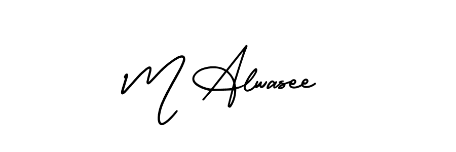 The best way (AmerikaSignatureDemo-Regular) to make a short signature is to pick only two or three words in your name. The name M Alwasee include a total of six letters. For converting this name. M Alwasee signature style 3 images and pictures png