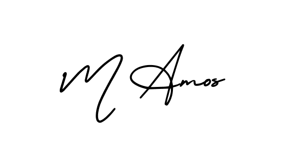 How to make M Amos name signature. Use AmerikaSignatureDemo-Regular style for creating short signs online. This is the latest handwritten sign. M Amos signature style 3 images and pictures png