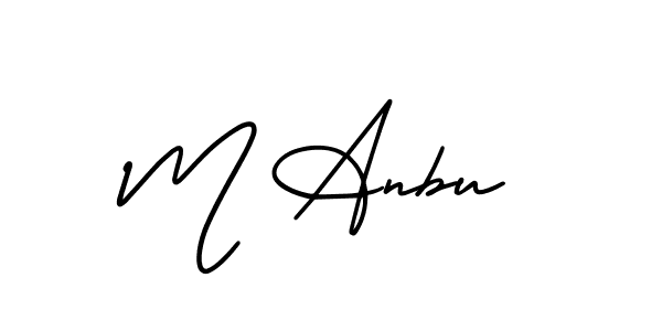 You should practise on your own different ways (AmerikaSignatureDemo-Regular) to write your name (M Anbu) in signature. don't let someone else do it for you. M Anbu signature style 3 images and pictures png