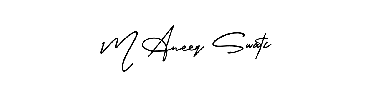 AmerikaSignatureDemo-Regular is a professional signature style that is perfect for those who want to add a touch of class to their signature. It is also a great choice for those who want to make their signature more unique. Get M Aneeq Swati name to fancy signature for free. M Aneeq Swati signature style 3 images and pictures png