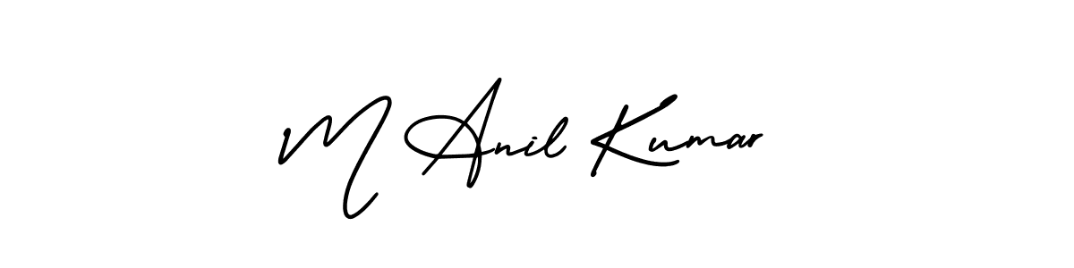 This is the best signature style for the M Anil Kumar name. Also you like these signature font (AmerikaSignatureDemo-Regular). Mix name signature. M Anil Kumar signature style 3 images and pictures png