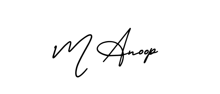 if you are searching for the best signature style for your name M Anoop. so please give up your signature search. here we have designed multiple signature styles  using AmerikaSignatureDemo-Regular. M Anoop signature style 3 images and pictures png