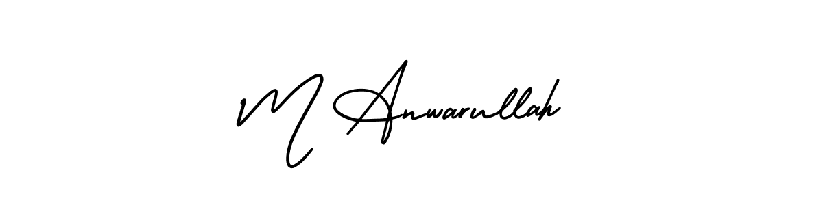 You should practise on your own different ways (AmerikaSignatureDemo-Regular) to write your name (M Anwarullah) in signature. don't let someone else do it for you. M Anwarullah signature style 3 images and pictures png