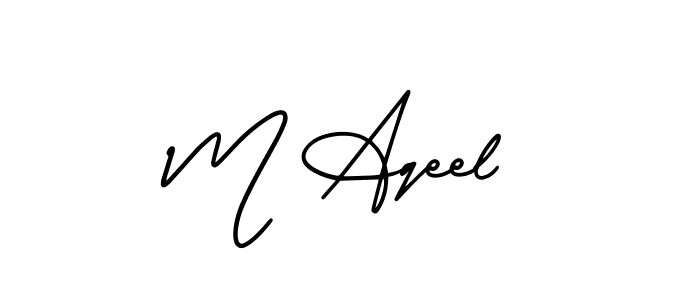 You should practise on your own different ways (AmerikaSignatureDemo-Regular) to write your name (M Aqeel) in signature. don't let someone else do it for you. M Aqeel signature style 3 images and pictures png