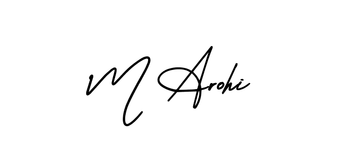 How to make M Arohi name signature. Use AmerikaSignatureDemo-Regular style for creating short signs online. This is the latest handwritten sign. M Arohi signature style 3 images and pictures png