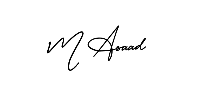 This is the best signature style for the M Asaad name. Also you like these signature font (AmerikaSignatureDemo-Regular). Mix name signature. M Asaad signature style 3 images and pictures png