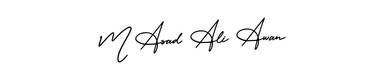 The best way (AmerikaSignatureDemo-Regular) to make a short signature is to pick only two or three words in your name. The name M Asad Ali Awan include a total of six letters. For converting this name. M Asad Ali Awan signature style 3 images and pictures png