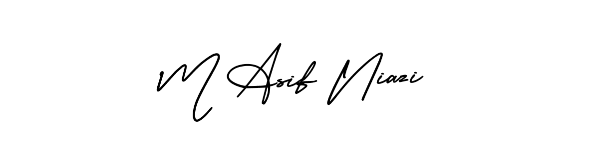 This is the best signature style for the M Asif Niazi name. Also you like these signature font (AmerikaSignatureDemo-Regular). Mix name signature. M Asif Niazi signature style 3 images and pictures png