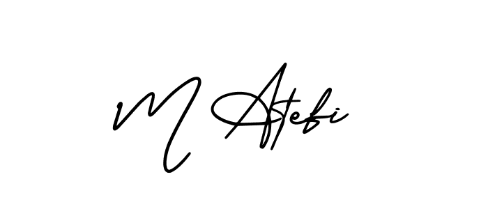 Design your own signature with our free online signature maker. With this signature software, you can create a handwritten (AmerikaSignatureDemo-Regular) signature for name M Atefi. M Atefi signature style 3 images and pictures png
