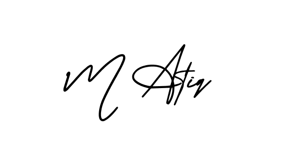Use a signature maker to create a handwritten signature online. With this signature software, you can design (AmerikaSignatureDemo-Regular) your own signature for name M Atiq. M Atiq signature style 3 images and pictures png