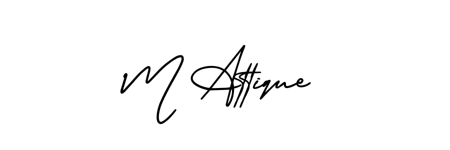 Create a beautiful signature design for name M Attique. With this signature (AmerikaSignatureDemo-Regular) fonts, you can make a handwritten signature for free. M Attique signature style 3 images and pictures png